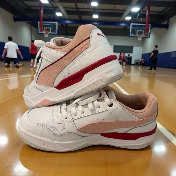 PUMA Women's Rebound Retro Shoes, White-Rose Quartz - New without tags - Picture 2 of 8